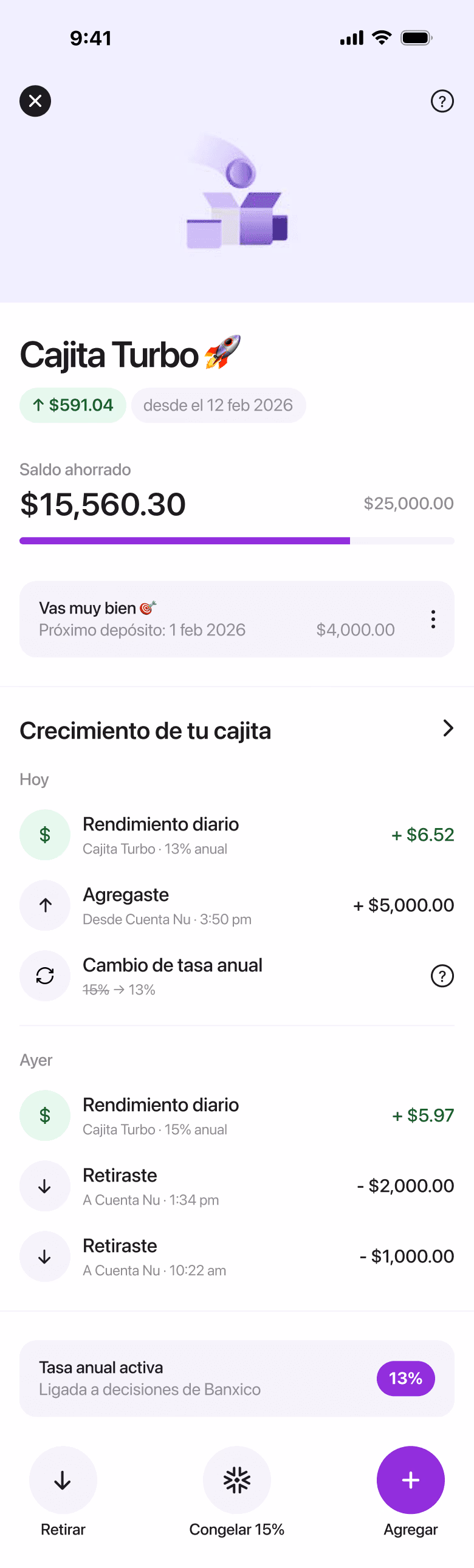 Cajita Detail redesign screen