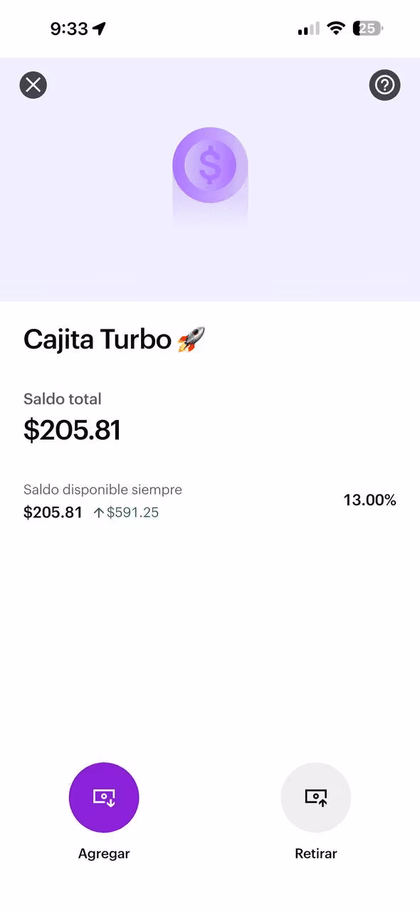 Current Nu Cajita detail screen