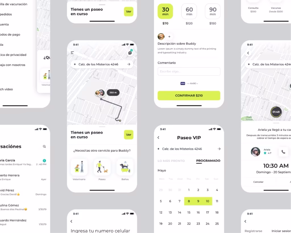 Jeicaa pet services mobile app UI