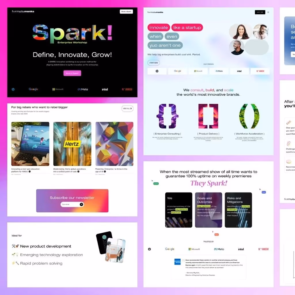 Formula.Monks Spark workshop website